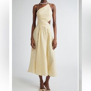 ZIMMERMANN NWT cascadian stripe cutout asymmetric linen dress size 3 (us 8/10)